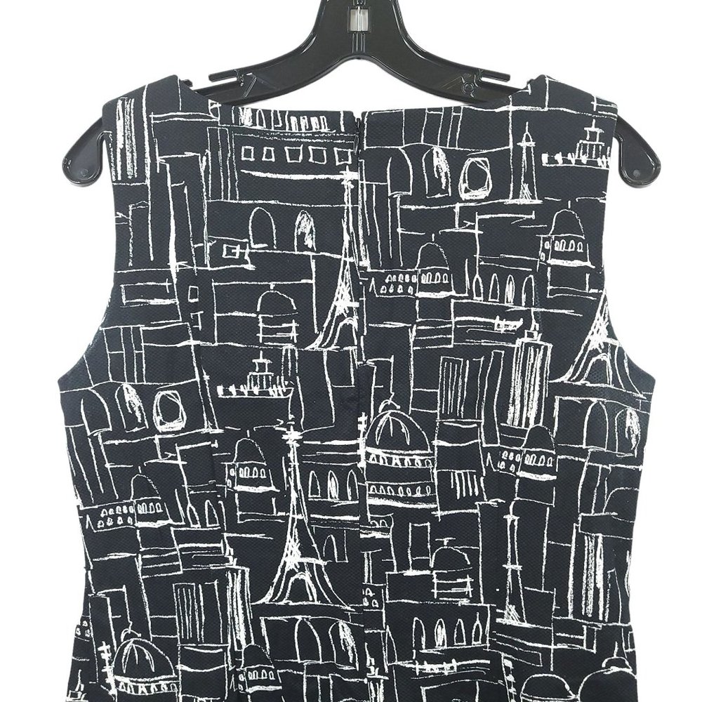 Grace Elements City Print Sleeveless Scoop Neck Dress Womens Sz 10 Black White - Picture 6 of 10